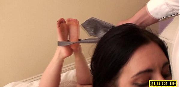  Obedient sub pleases her master with her feet